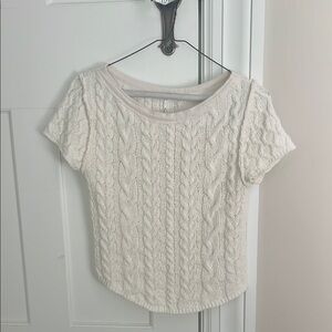 Free People Cream Cable Knit Blouse